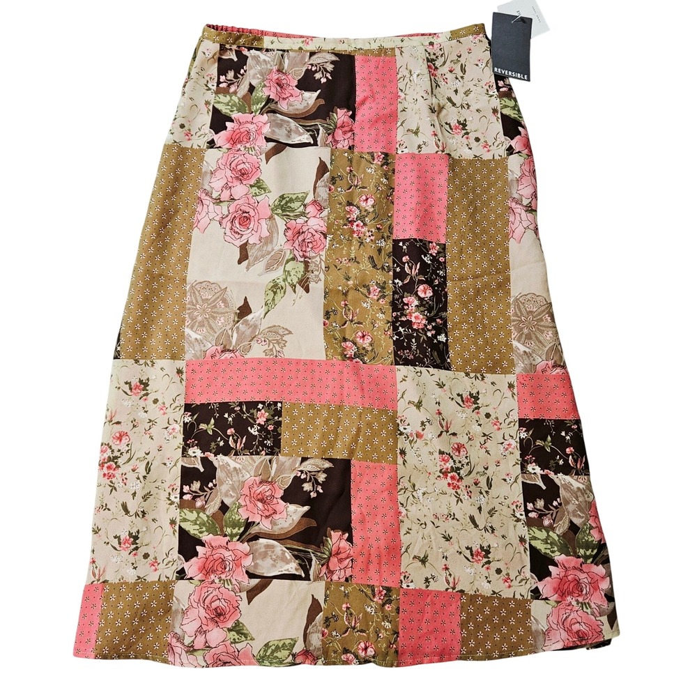 Emma James Boho Patchwork Floral Reversible Midi Skirt 16 Cottagecore Grandma